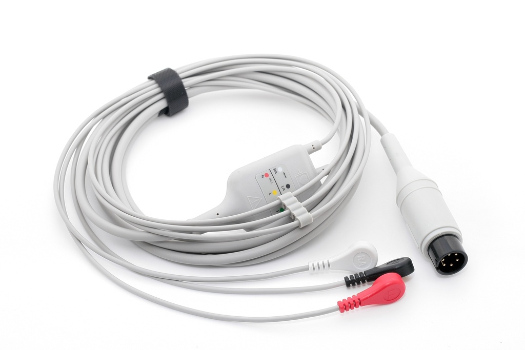 通用6针扣式3导心电导联线