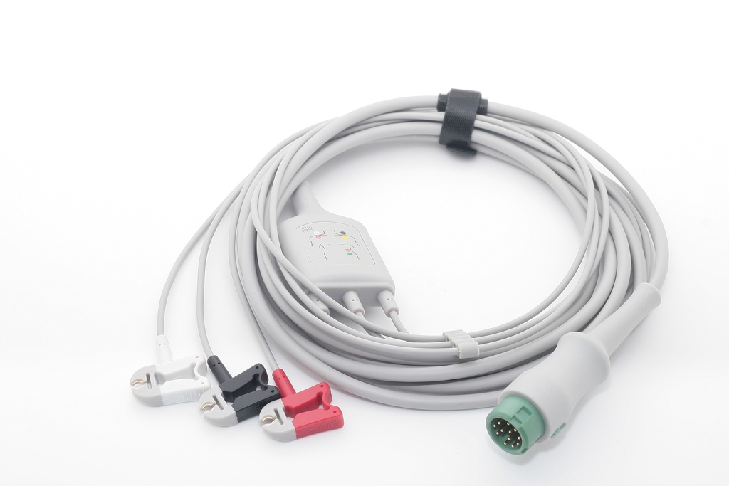迈瑞12针夹式3导心电导联线