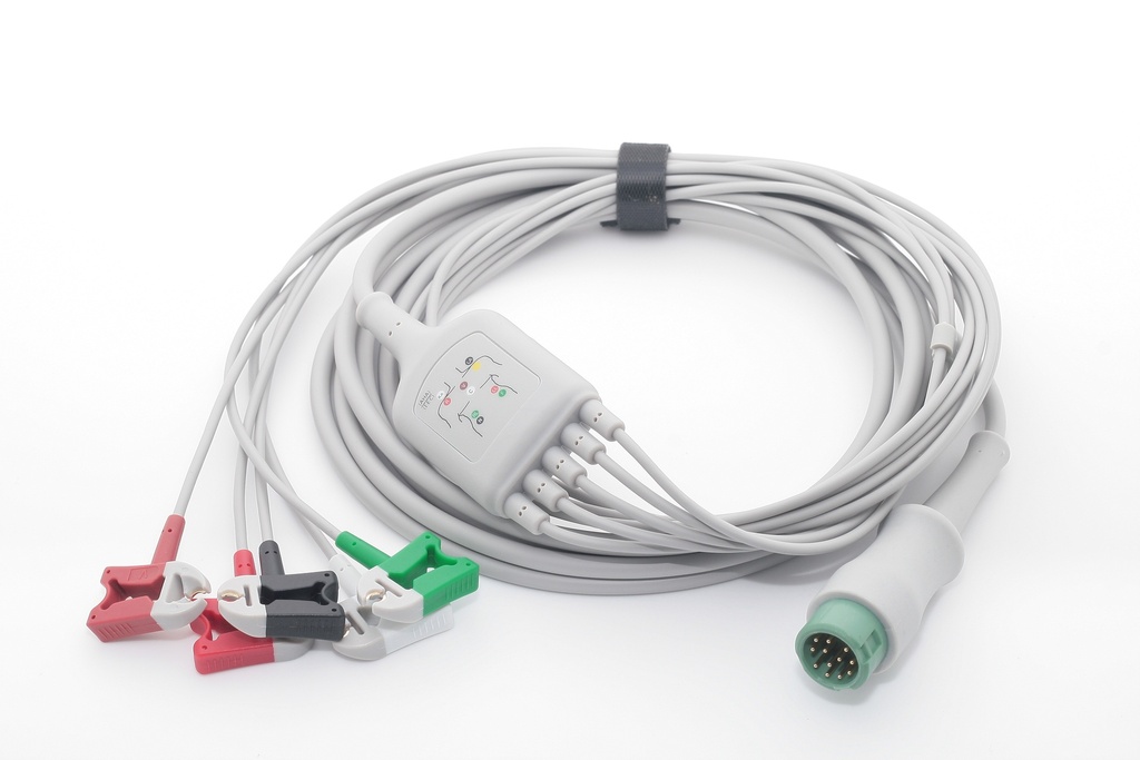 迈瑞12针夹式5导心电导联线