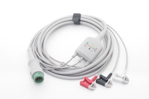 迈瑞12针夹式3导心电导联线